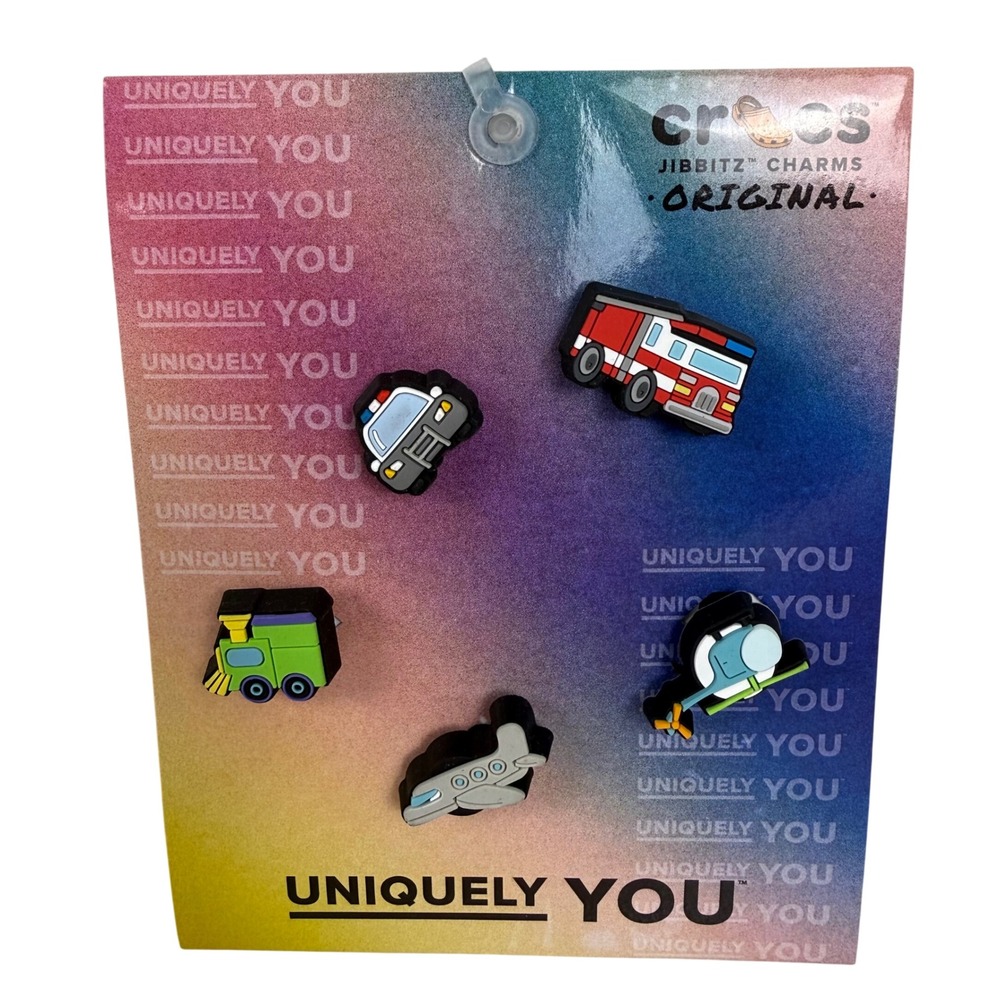 Uniquely You Crocs Jibbitz Charms Tiny Beep Beep 5 Pack Vehicles‎ Fire Truck